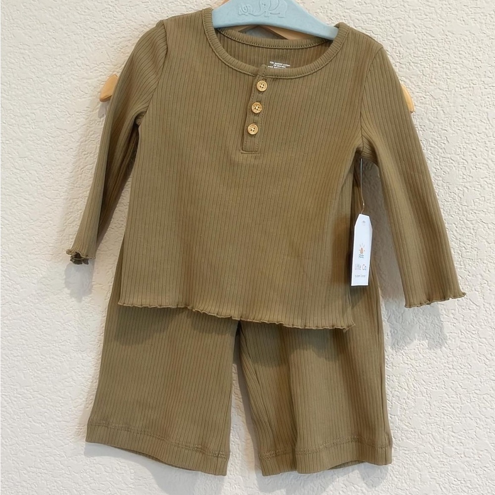 Little Co. organic wide leg ribbed set 12 months, NWT